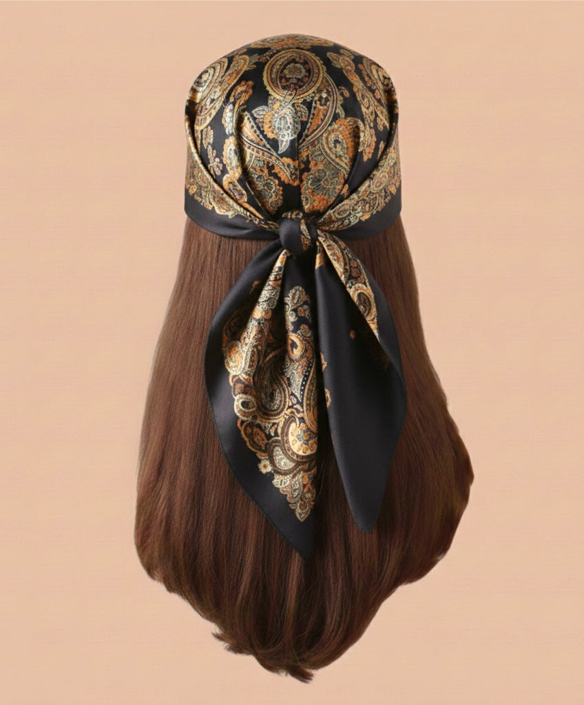 1pc Women’s Silky Satin Paisley Pattern Boho Fashion Headscarf