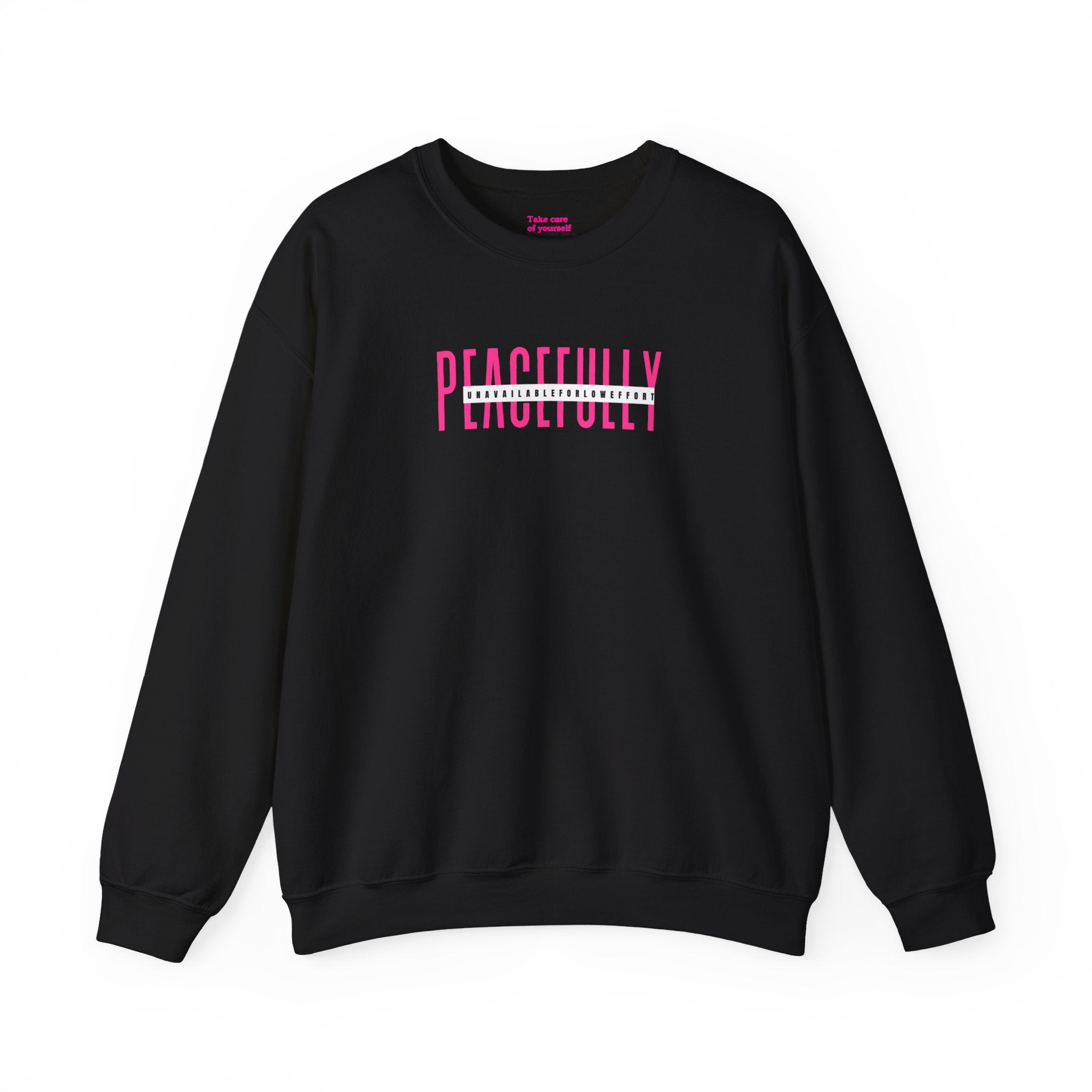 Peacefully crewneck sweatshirt | minimal pink text
