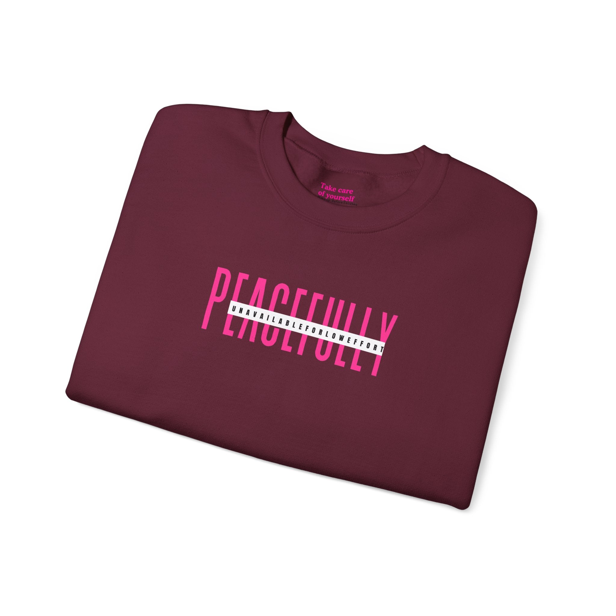 Peacefully crewneck sweatshirt | minimal pink text