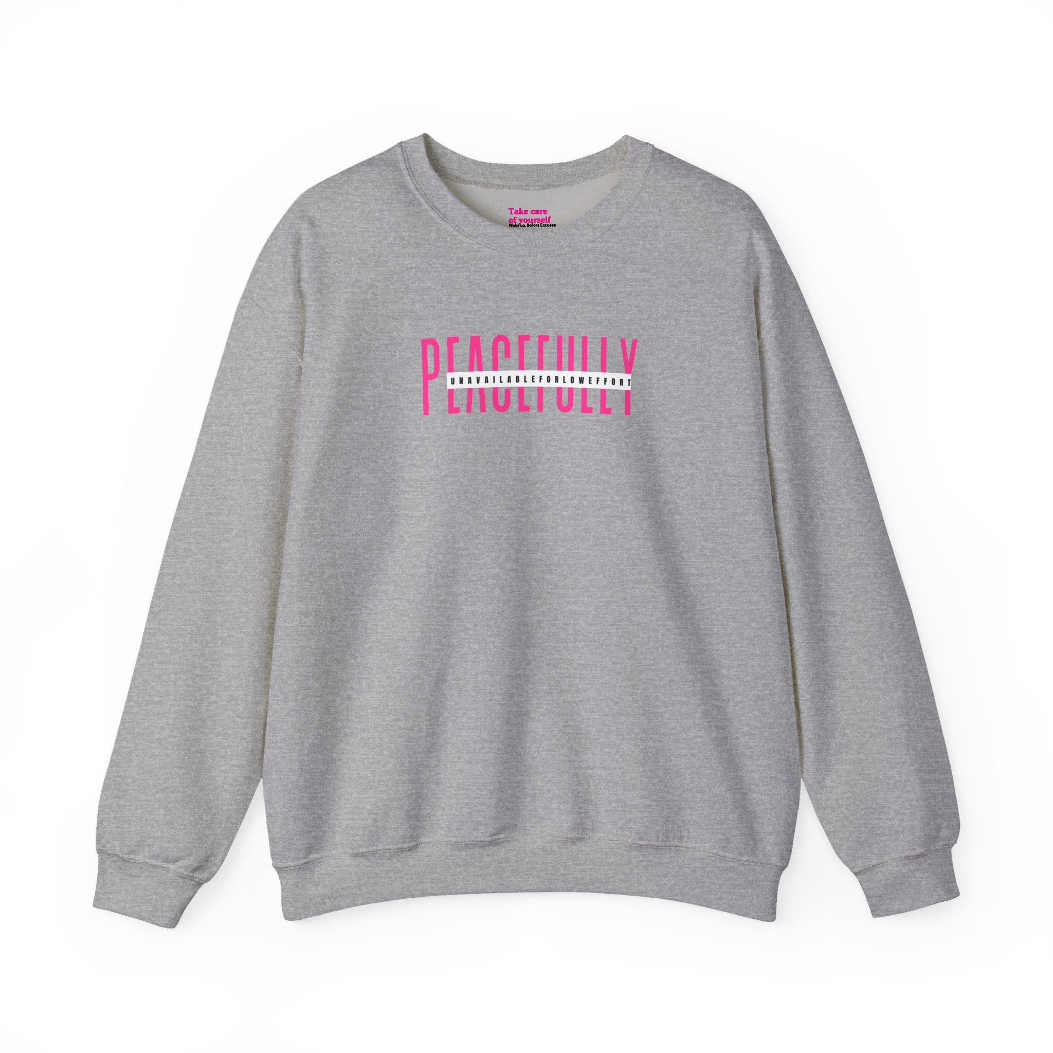 Peacefully crewneck sweatshirt | minimal pink text