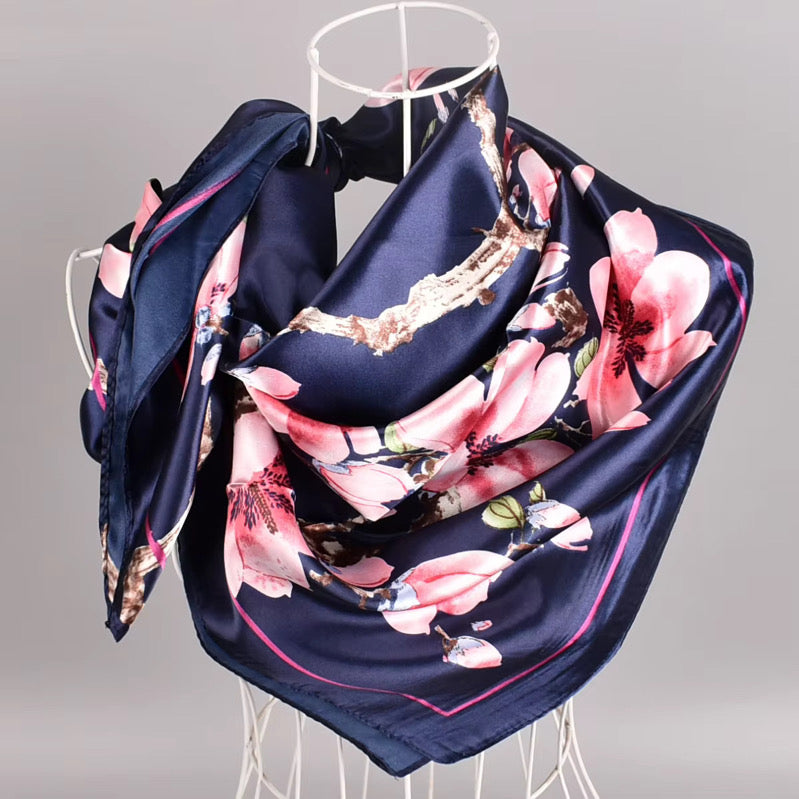 1pc Floral Silky Satin Boho Headscarf