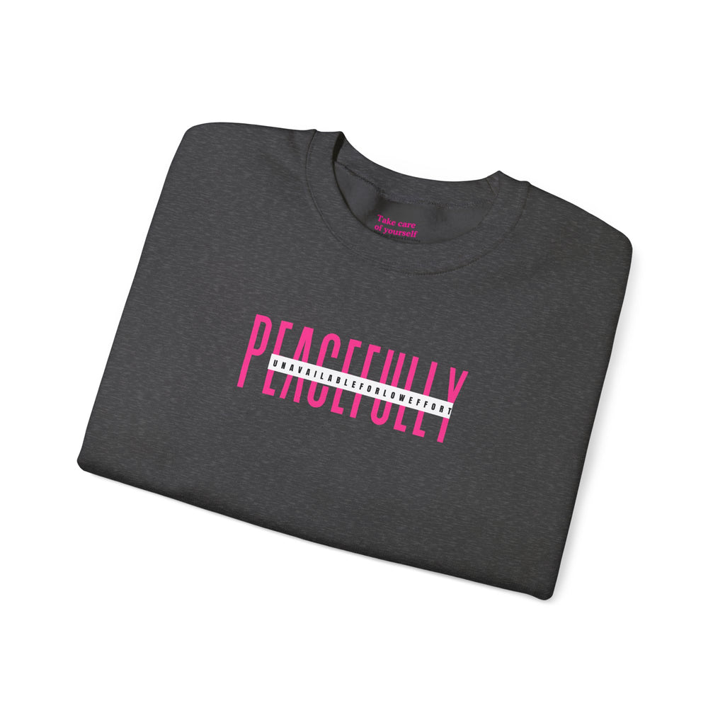 Peacefully crewneck sweatshirt | minimal pink text