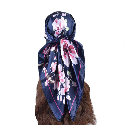 1pc Floral Silky Satin Boho Headscarf