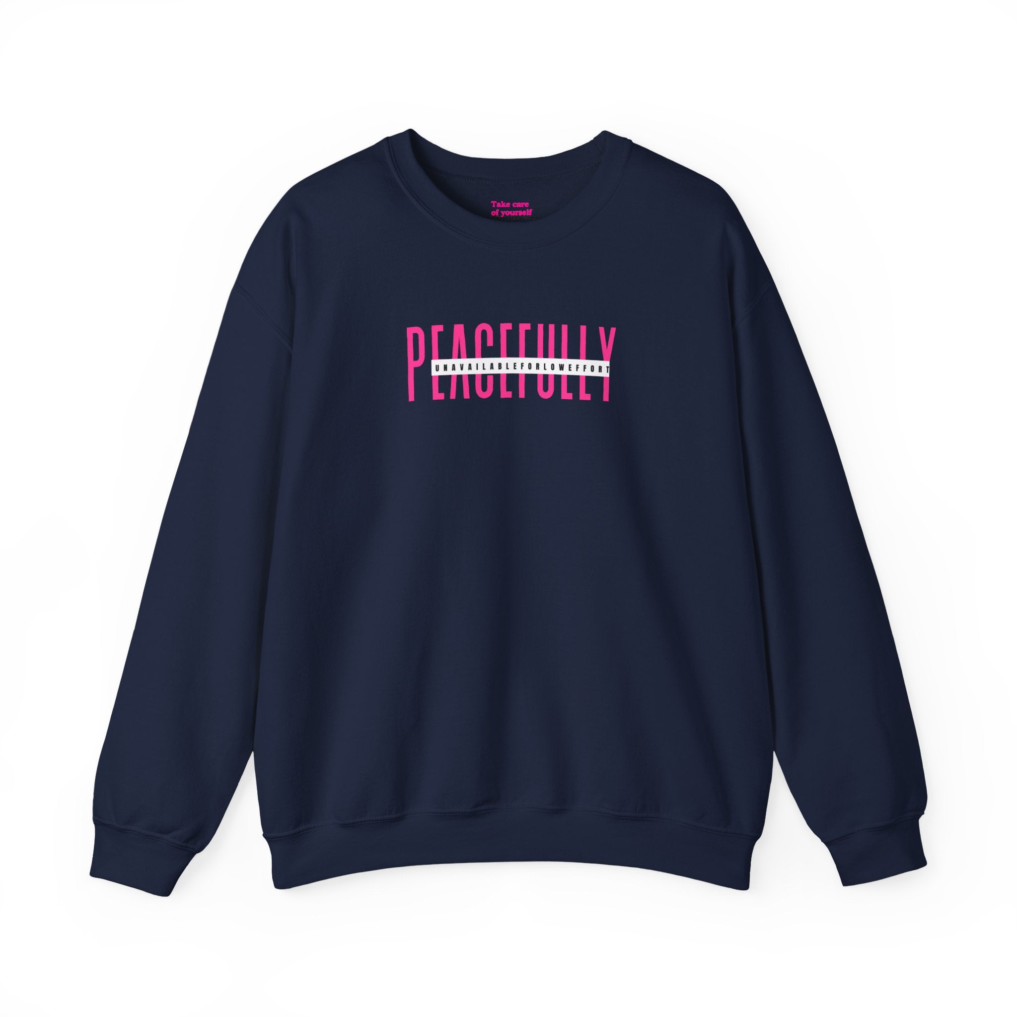 Peacefully crewneck sweatshirt | minimal pink text