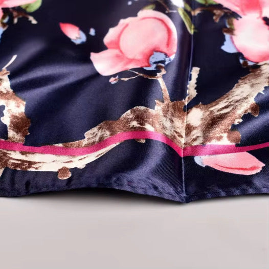 1pc Floral Silky Satin Boho Headscarf