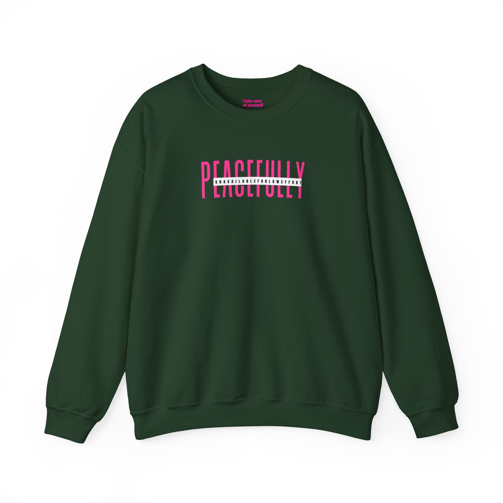 Peacefully crewneck sweatshirt | minimal pink text