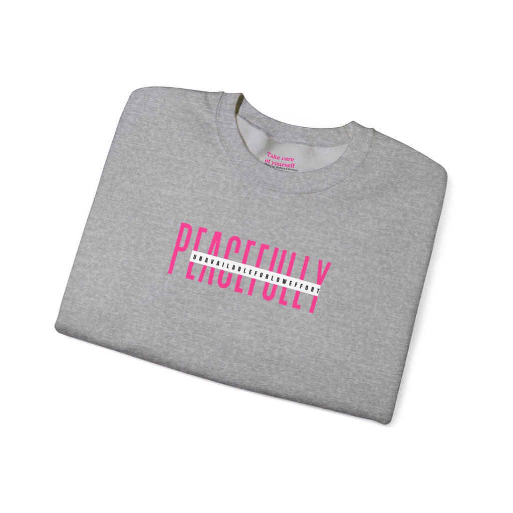 Peacefully crewneck sweatshirt | minimal pink text