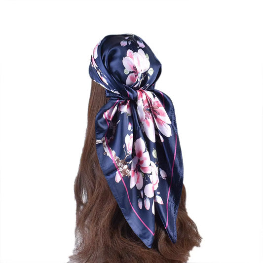 1pc Floral Silky Satin Boho Headscarf