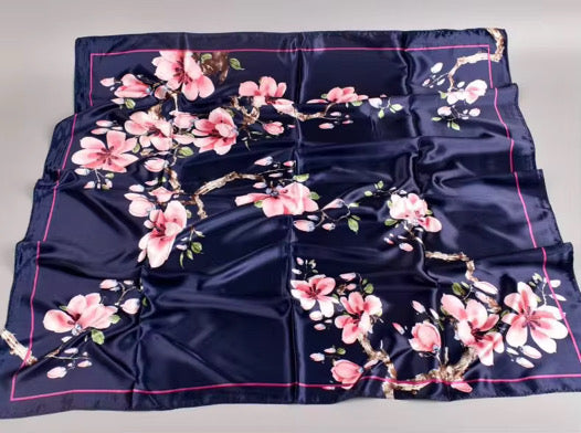 1pc Floral Silky Satin Boho Headscarf