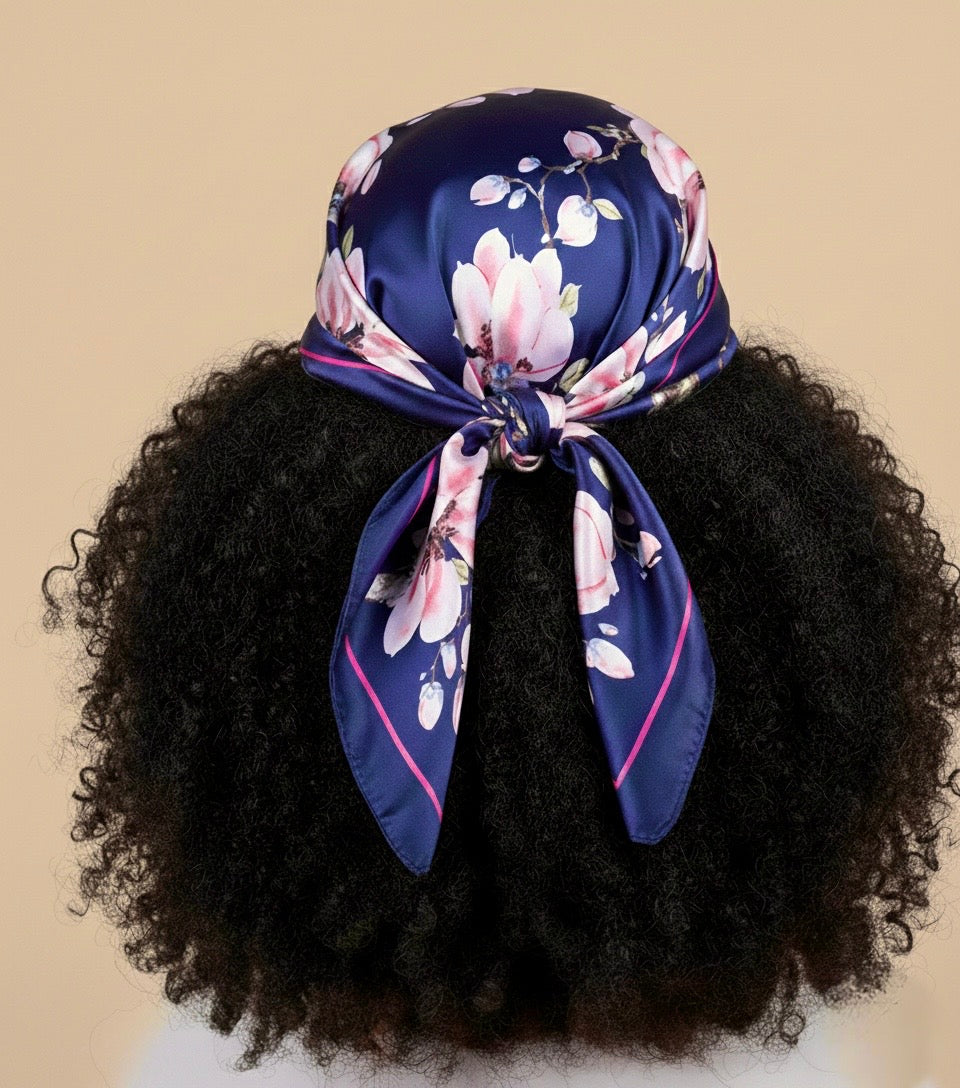 1pc Floral Silky Satin Boho Headscarf