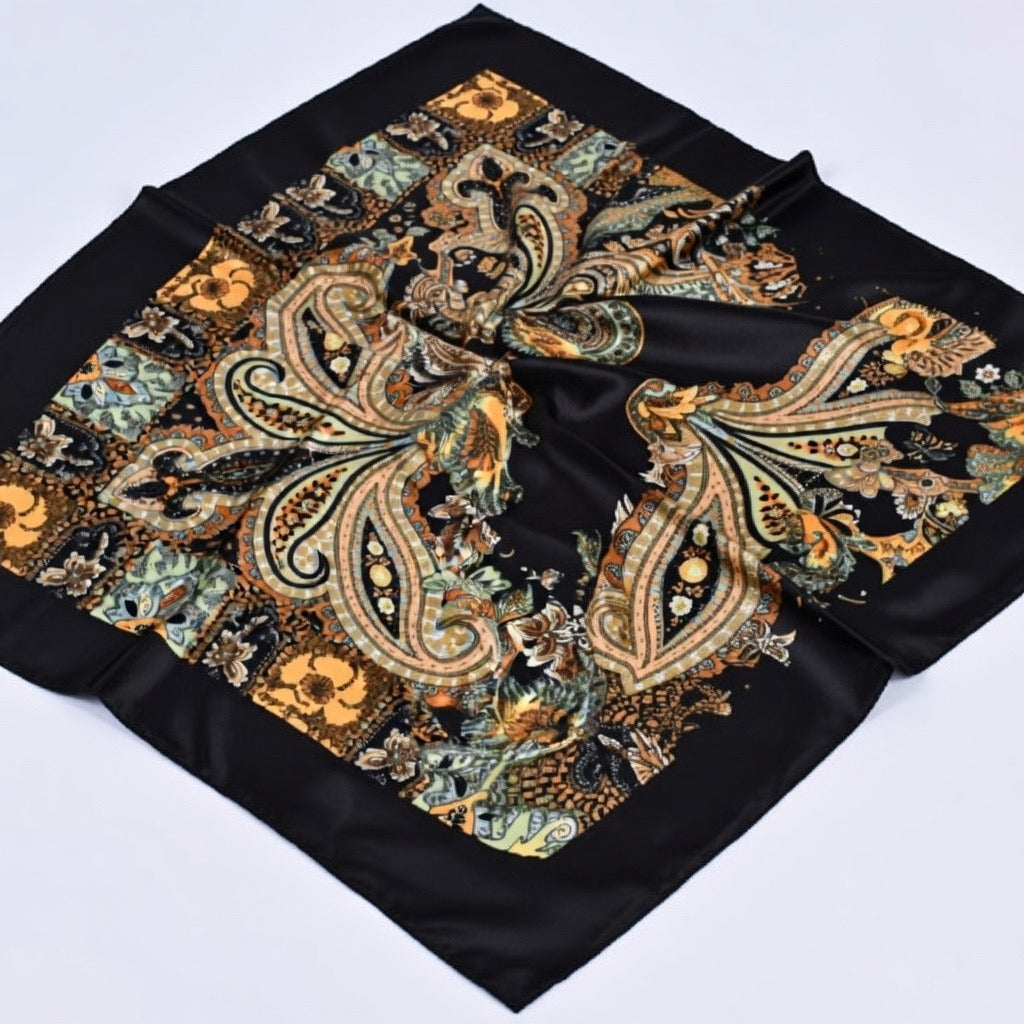 1pc Women’s Silky Satin Paisley Pattern Boho Fashion Headscarf