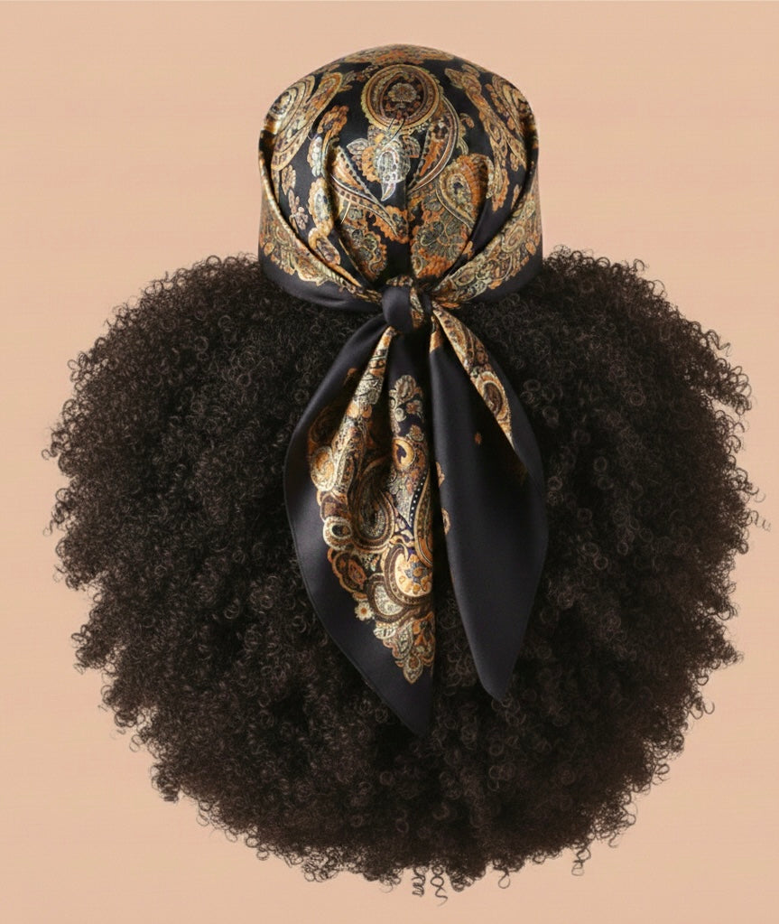 1pc Women’s Silky Satin Paisley Pattern Boho Fashion Headscarf