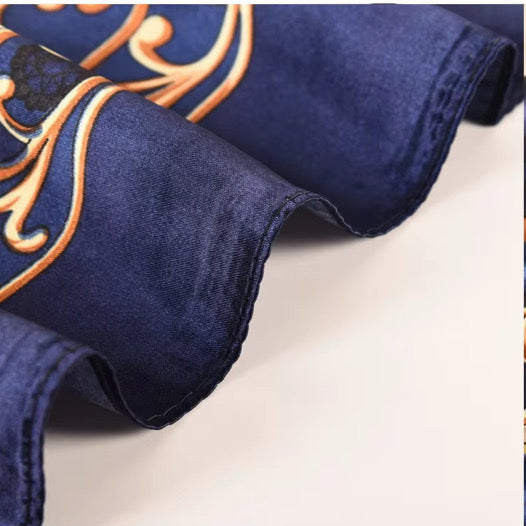 1pc Navy Aura Protector: Silky Satin Boho Headscarf