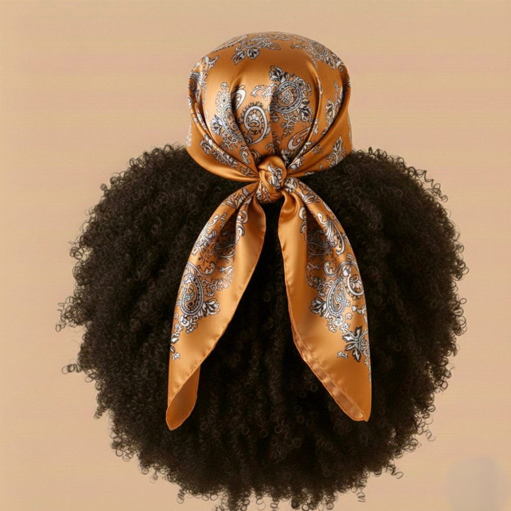 1pc Champagne Gold Paisley Silk Satin Paisley Boho Fashion Headscarf